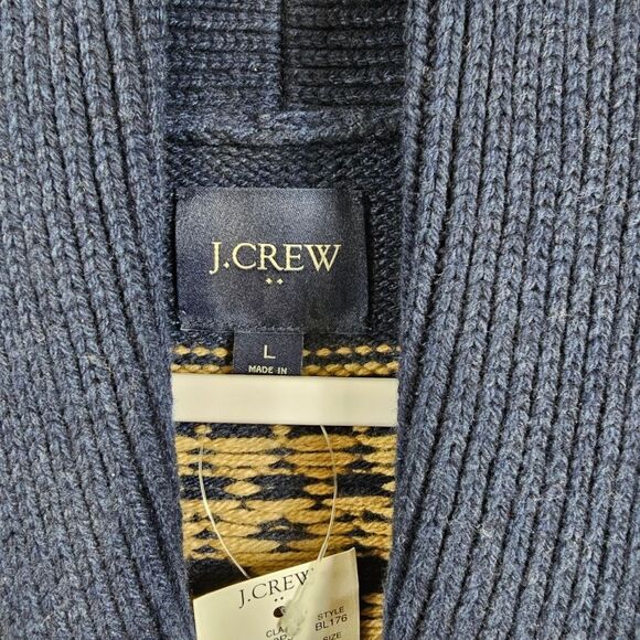NWT J.Crew Wool Blend Fair Isle Cardigan Sweater - Size L - Picture 2 of 8